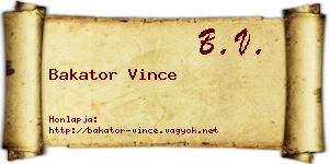 Bakator Vince névjegykártya